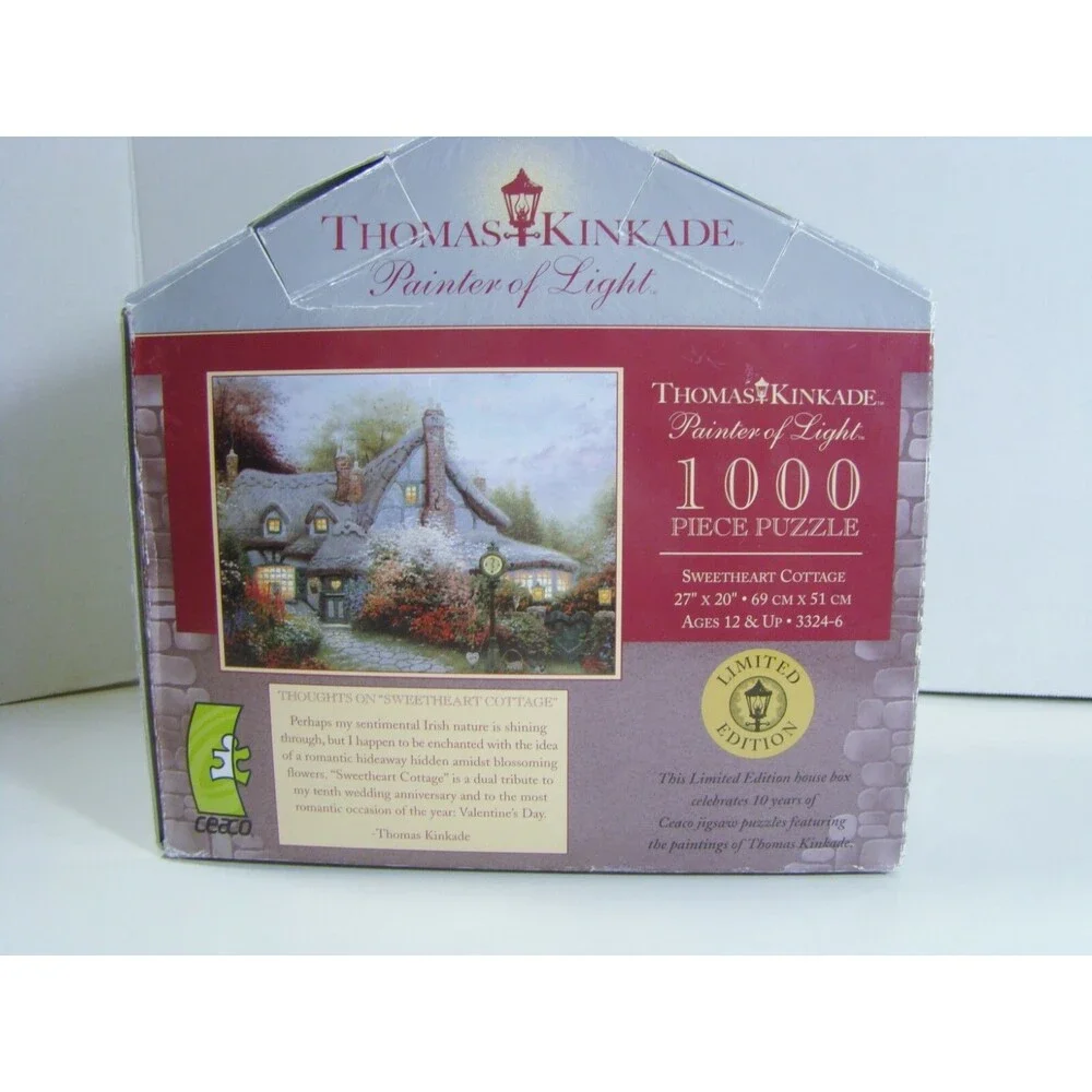 Thomas Kinkade Puzzle Sweetheart Cottage Flower Street Clock 1000 Piece Jigsaw